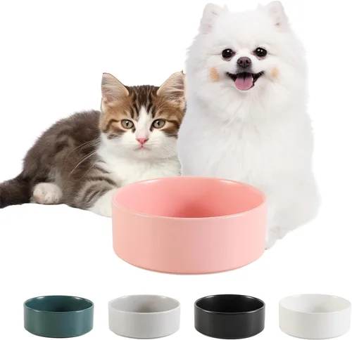 Vista 33 de Cuenco de cerámica para perros para comida y agua, cuenco comedero para mascotas para perros y gatos pequeños, plato de alimentación de cerámica