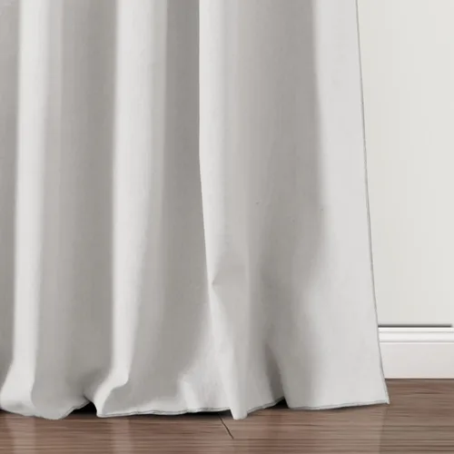 Vista 8 de Lush Decor Moderno par de paneles de cortina de ventana con borde bordado de lino sintético con cenefa adjunta, 84 pulgadas de largo x 52 pulgadas