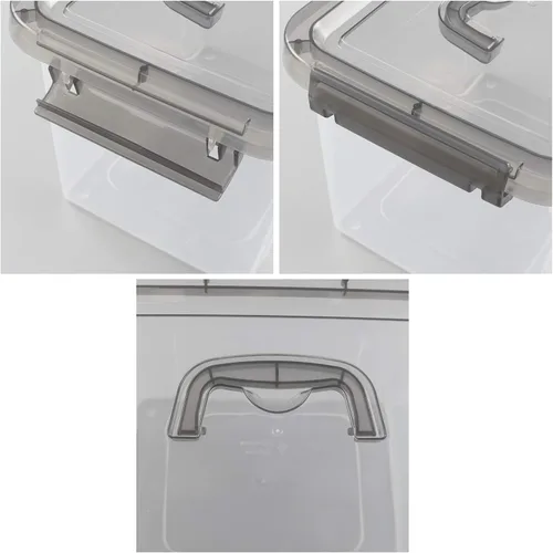Vista 4 de Rinboat Cajas de almacenamiento de plástico transparente de 6 L contenedores pequeños con tapa con asa 6 paquetes