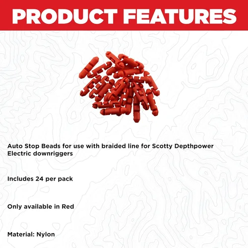 Vista 5 de Scotty #2008-24 Cuentas de tapón automático para línea trenzada (paquete de 24), rojo