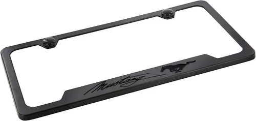 Vista 4 de License Frame Inc. Ford Mustang Marco de matrícula de metal estilo oscurecido, 2 agujeros