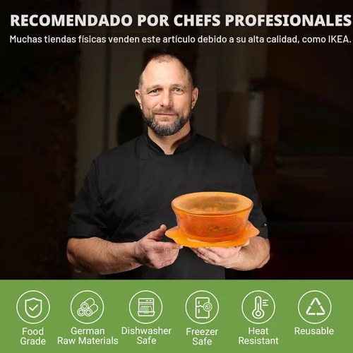 Vista 7 de Tapas elásticas de silicona para almacenamiento de alimentos en refrigerador, cubiertas de tazón elásticas reutilizables para tazas, latas, frascos