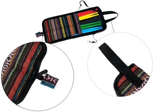 Vista 4 de Estuche de transporte para baquetas, bolsa colgante portátil, accesorios de percusión exótica, bolsa de transporte con asa, accesorios de tambor