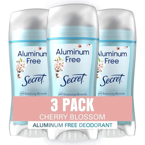 Desodorante Secret sin aluminio para mujeres, protección contra el olor de 48 horas, sin parabenos, colorantes, talco y bicarbonato de sodio,