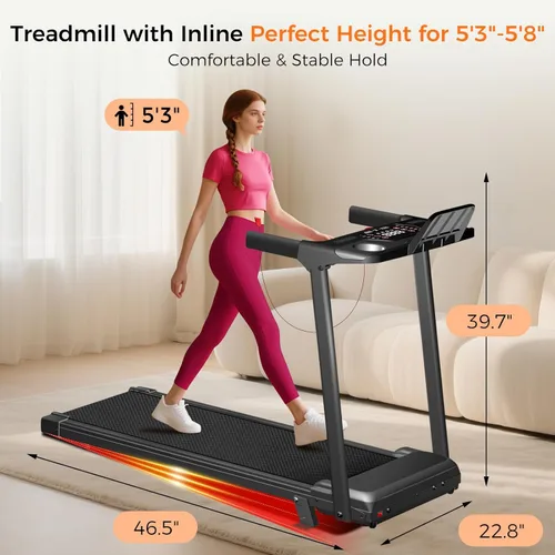 Vista 14 de Aiteid Treadmill with Incline,3.0HP Small Treadmills for Home,Portable Electric Treadmill with Handles,Lightweight Walking Pad,Compact Running