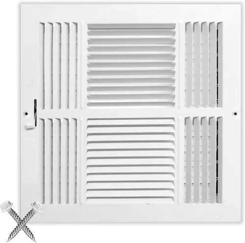 Vista 38 de 10 pulgadas de ancho x 8 pulgadas de alto de acero estampado de 2 vías - Cubierta de ventilación - Registro de rejilla - Pared lateral o techo