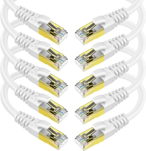 Vista 11 de KASIMO Cable Ethernet CAT 8 de 1 pie, paquete de 10 cables de conexión de red de Internet SFTP blindados negros, cables LAN de alta velocidad
