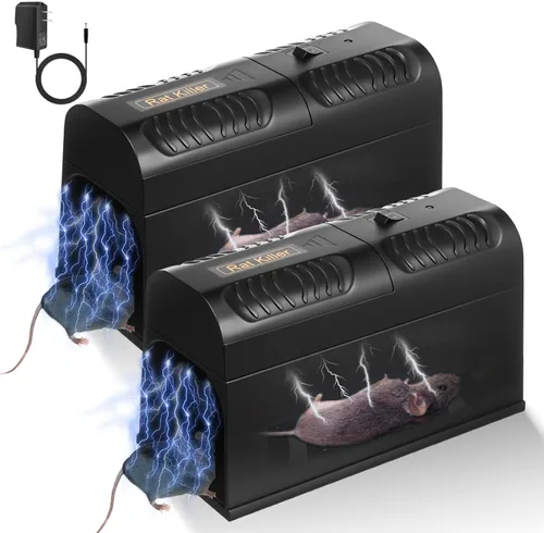 Trampas eléctricas para ratones para interiores para el hogar, de alto voltaje, matan instantáneamente ratones y ratas, sin tacto, reutilizables,