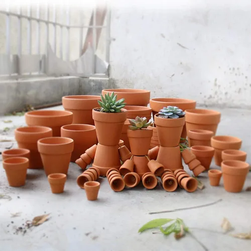 Vista 5 de Yishang Mini macetas de terracota con agujeros de drenaje, maceta de cactus suculenta de 1.2 pulgadas, macetas pequeñas de arcilla para interiores