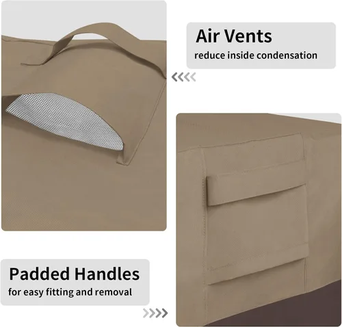 Vista 4 de Easy-Going - Funda para otomano de exterior, funda impermeable para otomano de patio, funda resistente para muebles de exterior con asas acolchadas