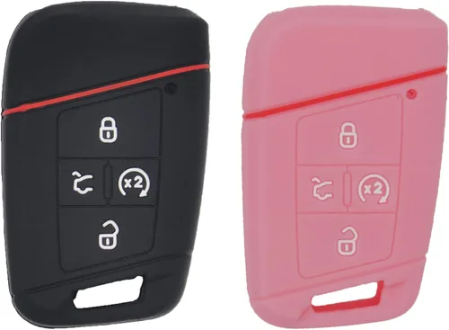 Vista 15 de LemSa Funda protectora de silicona para llavero inteligente con 4 botones para Volkswagen Tiguan Atlas Jetta Passat Golf Alltrack Push Start, 2021