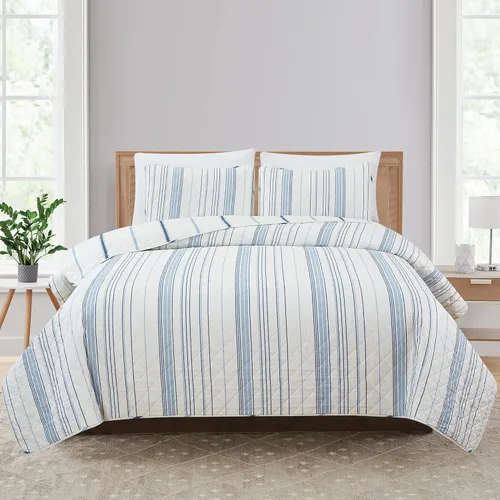 Vista 8 de Market & Place - Juego de edredón reversible de 2 piezas con funda de almohada Edredón suave y ligero para todas las estaciones con patrón moderno
