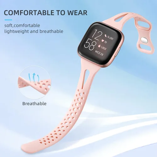 Vista 4 de Odbeai Paquete de 4 correas deportivas delgadas compatibles con Fitbit Versa 2 / Versa/Versa Lite/Versa SE, Versa 2 correas para mujeres y hombres