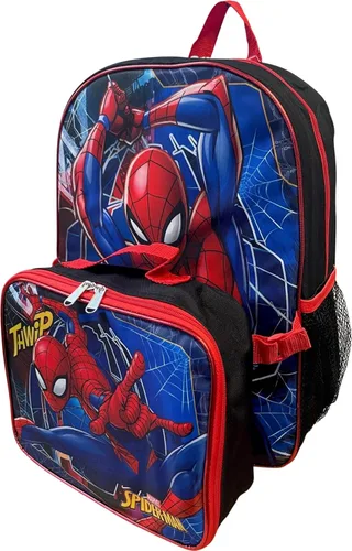 Vista 7 de Ruz Spiderman - Mochila de 16 pulgadas con juego de lonchera extraíble a juego (negro y rojo)