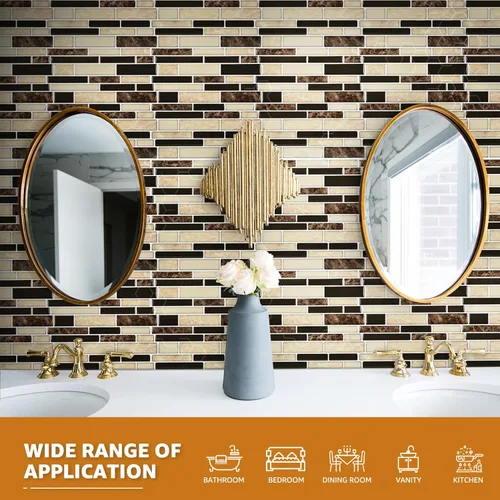 Vista 3 de WOWSTAR 10 hojas de azulejos para salpicaduras de cocina despegar y pegar, azulejos adhesivos para salpicaduras de cocina para pegar en la pared