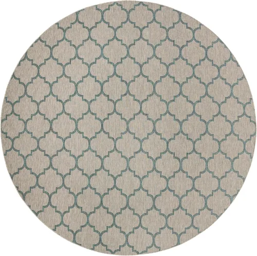 Vista 51 de Unique Loom Outdoor Trellis Collection Alfombra de Área (5' 1" x 8' Oval, Aguamarina/Gris)