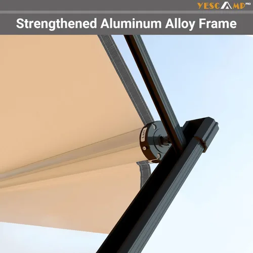 Vista 3 de YESCAMP Kit completo de toldo manual retráctil para caravana o remolques, toldo enrollable para cámper o quinta rueda, remolques de viaje