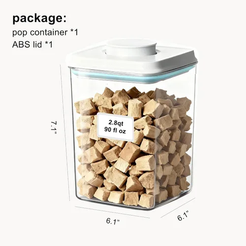 Vista 2 de Contenedor hermético de almacenamiento de alimentos con tapa pop, 89.6 fl oz / 2.8 cuartos de galón sin BPA, contenedor de arroz, harina, pasta