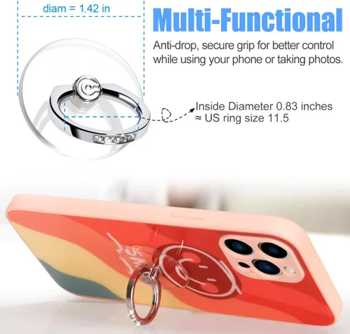 Vista 5 de Soporte de Anillo Transparente para Teléfono con Agarre - EI Sonador Soporte de Anillo Transparente para Teléfono Celular con Agarre de Dedo y Base