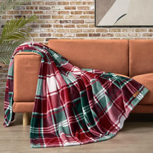 Lucky Brand - Manta de felpa de invierno roja a cuadros de 50x70 pulgadas, manta suave y lujosa de microfibra para una comodidad y calidez extremas