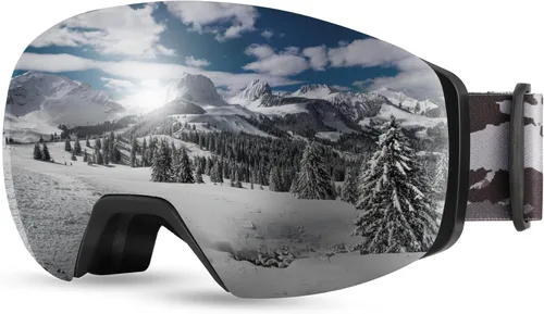 Vista 9 de FEISEDY Magnetic Ski Goggles for Men Women Youth Frameless Snow Goggles 100% UV Protection Snowboard Goggles B0020