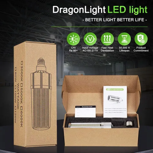 Vista 7 de DragonLight Bombilla LED de Maíz de 60W sin Ventilador (Reemplazo de Haluro Metálico/HID/HPS de 200 Vatios) Base Mogul Grande E26/E39 Lámpara LED