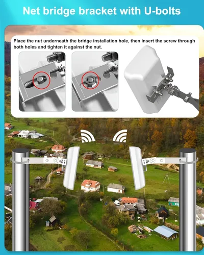 Vista 8 de Puente inalámbrico punto a punto al aire libre, 5.8 GHz 100 Mkbps CPE Extensor de red WiFi para exteriores, punto de acceso de largo alcance