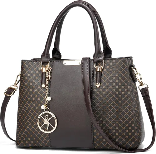 Vista 12 de Bolso y bolsos de mano para mujer, 3 compartimentos con cremallera, bolso de mano de diseñador con asa superior