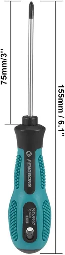 Vista 3 de uxcell Destornillador Phillips #0 con mango cómodo antideslizante y espiga redonda de 3 pulgadas