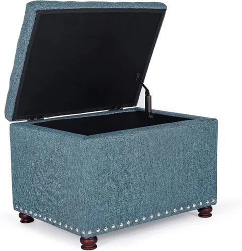 Vista 68 de Joveco Banco otomano de almacenamiento rectangular de tela, reposapiés, 24 pulgadas, moderno, copetudo, para dormitorio, asiento para entrada