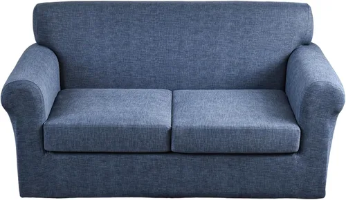 Vista 76 de KRFOONN Funda de sofá de 4 piezas con estampado para sofás de 3 cojines, funda elástica con 3 fundas de cojín separadas, protector de muebles