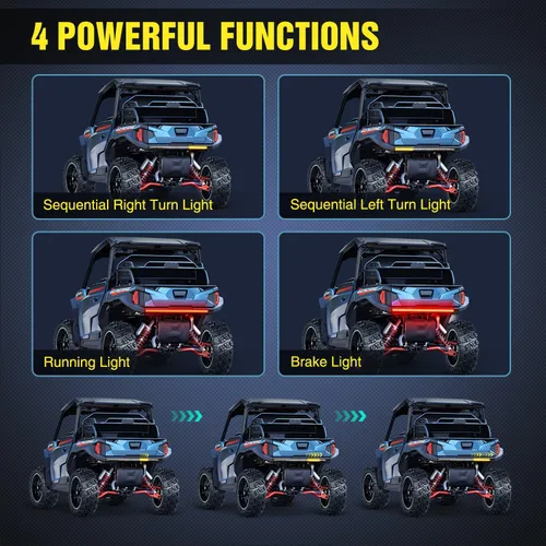 Vista 3 de Nilight - Tira de luz LED para plataforma trasera de 30 pulgadas de UTV, 204 LED, luces de freno ámbar, luces intermitentes rojas, compatible