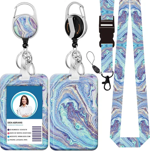 Vista 29 de Cordón para insignia y soporte para credencial de identificación, carretes retráctiles de insignia con clip para cinturón de carrete de mosquetón