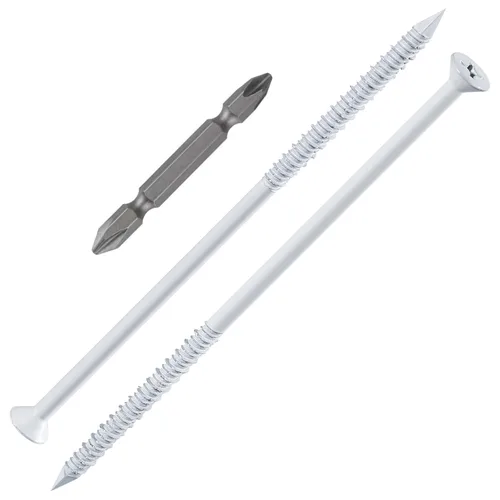 Vista 28 de Wensilon 49 piezas) Kit de ancla de tornillo para hormigón de 1/4" con cabeza plana azul para anclar a mampostería, bloque o ladrillo estuco