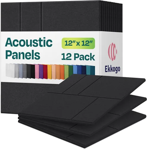 Vista 87 de Paquete de 12 paneles acústicos con aislamiento de sonido para paredes 12 x 12 x 0.4 pulgadas Paneles decorativos para amortiguación de sonido