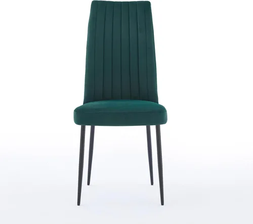 Vista 9 de Set of 2 Adjustable Foot Stud Dining Chairs with Green Velvet Upholstery, Minimalist Design for Kitchen Restaurant Table & Chair Sets Desk Chair