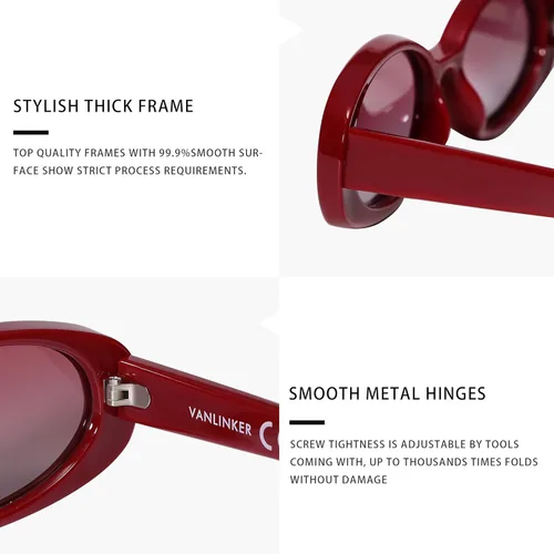Vista 4 de VANLINKER Polarized Retro Oval Sunglasses for Women and Men Small 90s Style VL9580