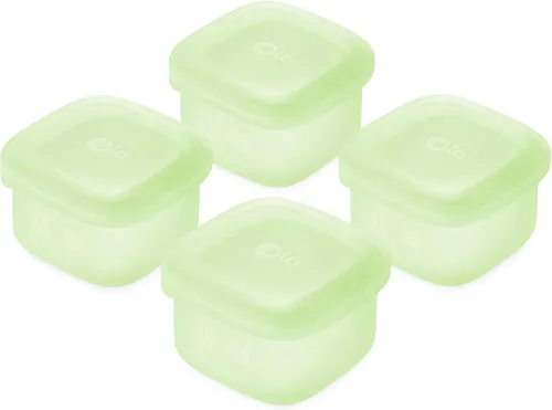 Vista 17 de Olababy Clear Sense - Contenedores de almacenamiento de silicona para alimentos para bebés, aperitivos, fórmula, puré, salsa y más, microplástico