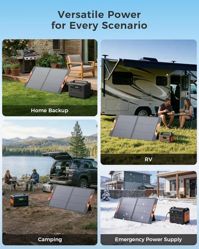 Vista 8 de ZOUPW Panel solar portátil de 100 W con cable 5 en 1, 23.5% de eficiencia, cargador solar plegable mono para Jackery 300/Ecolow