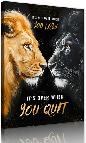 Vista 44 de Inspirational Hustle Wall Art - Lion Head withEncouraging Quotes Canvas Print Motivational Wall Decor, Black and White Office Picturtes Success