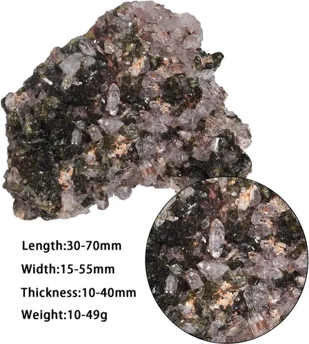 Vista 2 de Rockcloud Especimen de forma irregular de piedra de cristal crudo epidota natural para decoración del hogar, 0.02 lb a 0.11 lb