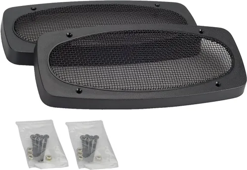 Parrillas de altavoces de 4 x 10 pulgadas, malla de alambre negro para RV, marina y automóvil (par)