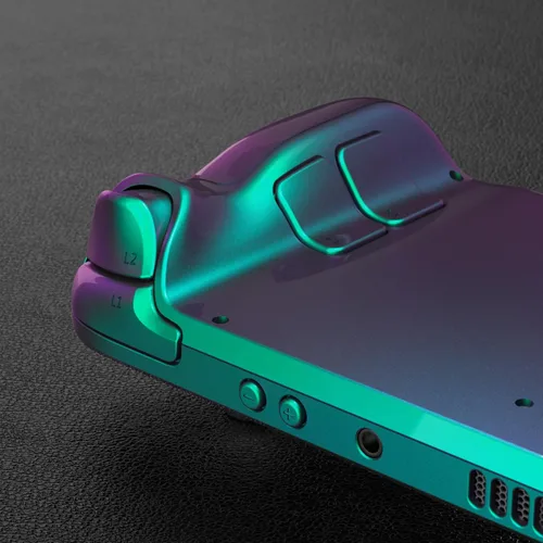 Vista 6 de eXtremeRate Juego completo de carcasa de bricolaje con botones para Steam Deck LCD, placa frontal personalizada de repuesto para Steam Deck LCD