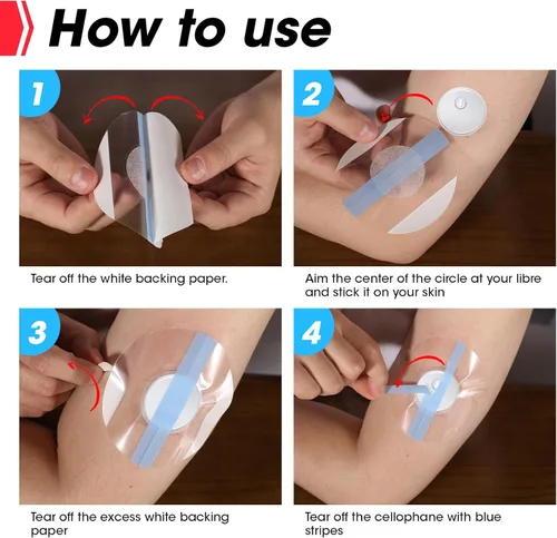 Vista 6 de AZEN Paquete de 100 cubiertas de sensor Freestyle para Libre 3, parches adhesivos impermeables, cinta adhesiva transparente impermeable