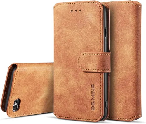 Vista 11 de UEEBAI Funda de cuero PU para iPhone 6 6S, Vintage Retro Premium Wallet Flip Cover TPU Inner Shell [ranuras para tarjetas] [Cierre magnético] Marrón