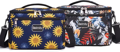 Vista 7 de Lonchera aislada para mujereshombres, paquete de 2 loncheras pequeñas, lonchera reutilizable para el trabajo, bolsa a prueba de fugas con correa