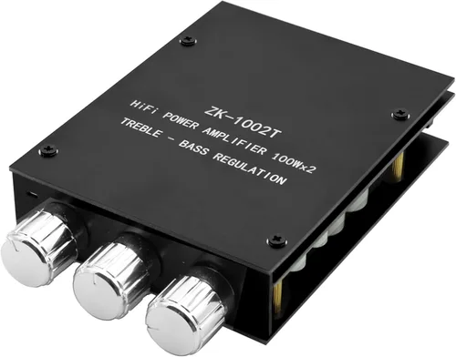 Vista 8 de ZK-1002T Placa de amplificador Bluetooth de 100 W+100 W con control de agudos y graves, placa de amplificador de audio estéreo mini de 2.0 canales