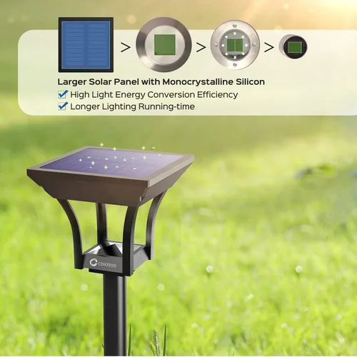 Vista 4 de CINOTON - Luces solares para caminos exteriores 2 en 1 con 4 modos de iluminación, luces LED impermeables IP65 con energía solar para pared, jardín