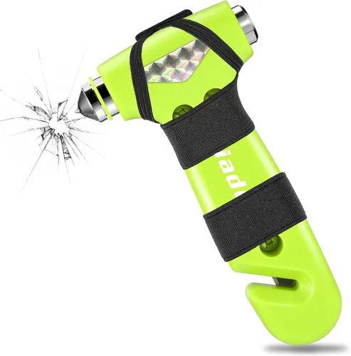 Vista 8 de Martillo de Seguridad para Automóvil, Paquete de 2 Herramientas de Escape Automotriz con Rompedor de Ventanas de Automóvil y Cortador de Cinturón