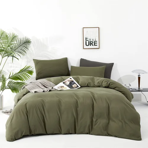 Vista 396 de CLOTHKNOW Juego de edredón de 3 piezas a cuadros color beige óxido, tamaño Full, juego de ropa de cama de cuadros edredón terracota con 2 fundas